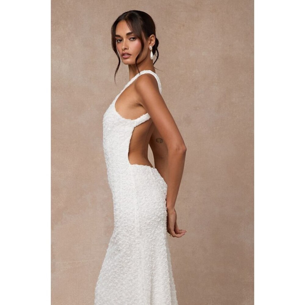 Lulus Ottiline White Textured Backless Maxi Dress - Size S